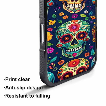 iPhone 17 Pro Case — Rainbow Sugar Skull Weave, Unique Phone Case Design