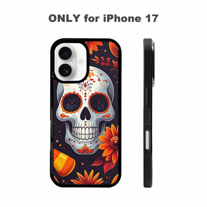 iPhone 17 Case — Halloween Art Print Edge Gothic Skulls, Custom Phone Case