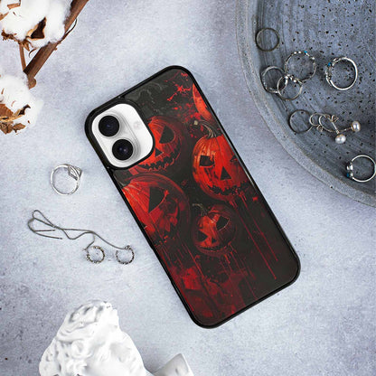 iPhone 16 Plus Case — Bloody Pumpkin Face, Custom Phone Case