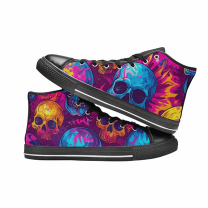 WOMEN'S Tie Dye Skulls Print High Top Canvas Aesthetic Custom Shoes