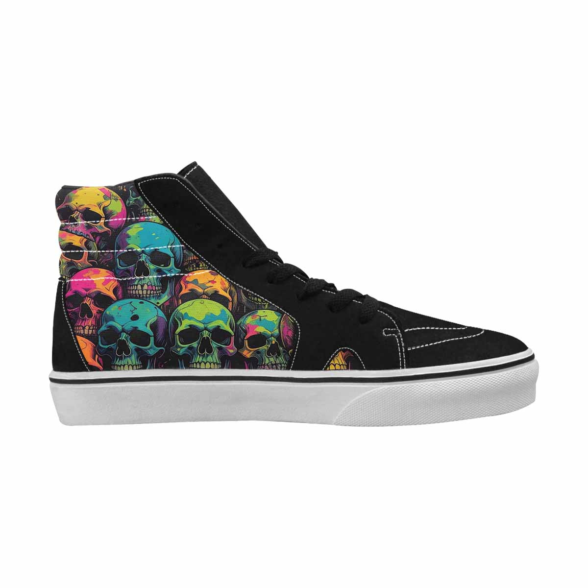 MEN'S 1000s Skulls Neon Camo High Top Canvas Cottagecore Custom Sneakers