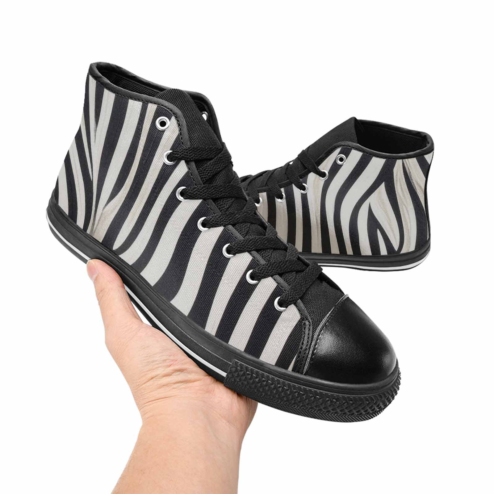 MEN'S Modern Zebra Stripe High Top Canvas Neon Fantasy Sneakers