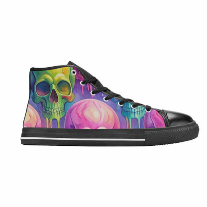 MEN'S Candy Color Dripping Skulls High Top Canvas Wallpaper Art Custom Sneakers