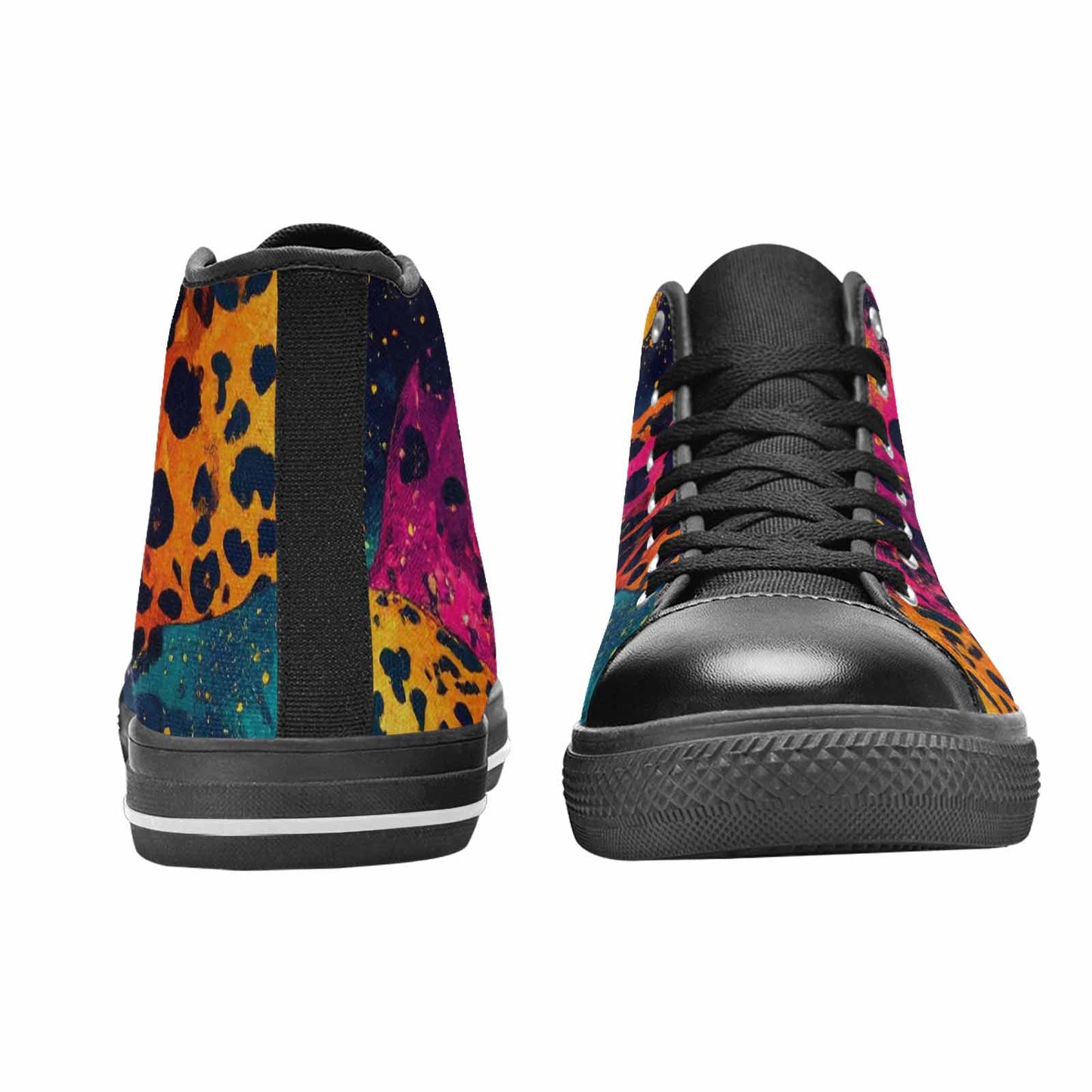 WOMEN'S Leopard Print Galaxy High Top Canvas Dark Academia Custom Shoes