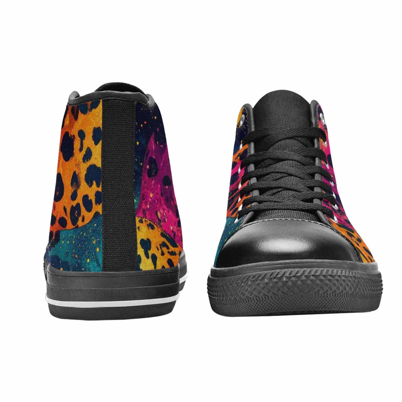 WOMEN'S Leopard Print Galaxy High Top Canvas Dark Academia Custom Shoes