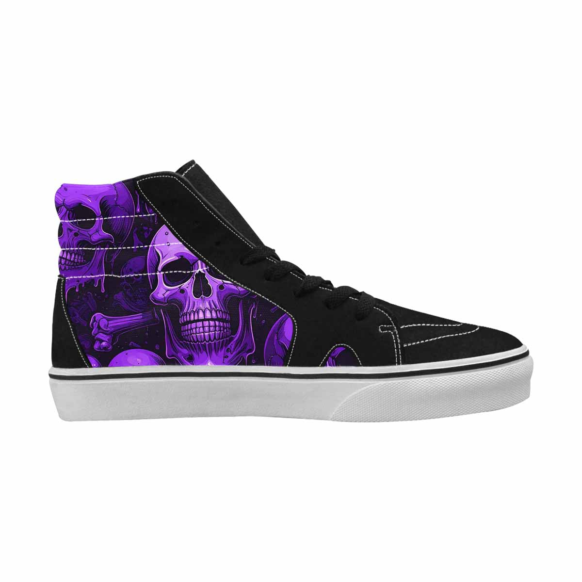 MEN'S Monochrome Purple Skeletons × High Top Canvas Aesthetic Shoes
