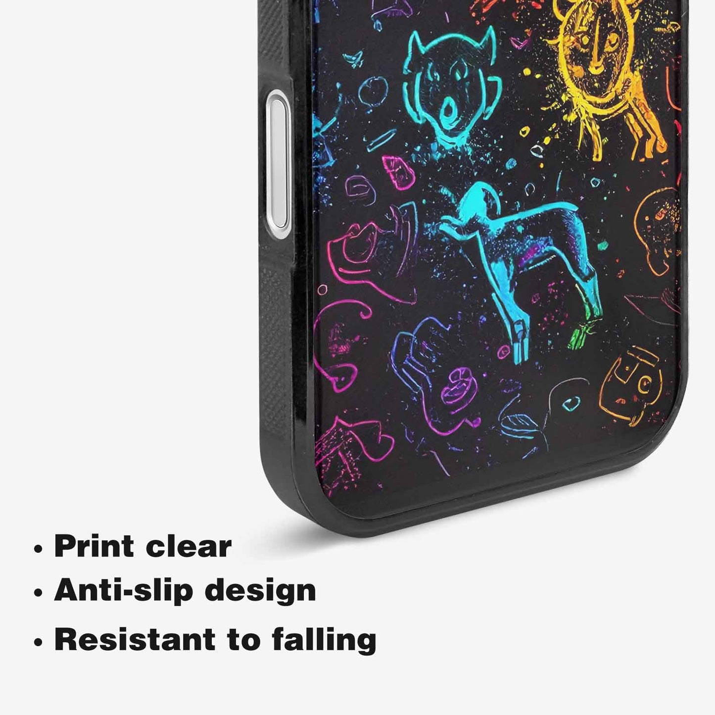 iPhone 16 Plus Case — Neon Glow Outline Icon Pattern Hundreds, Unique Phone Case Design