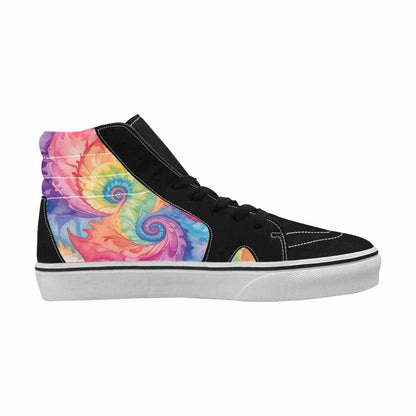 MEN'S Tie Dye Swirls Tie High Top Canvas Vibrant Chaos Custom Sneakers