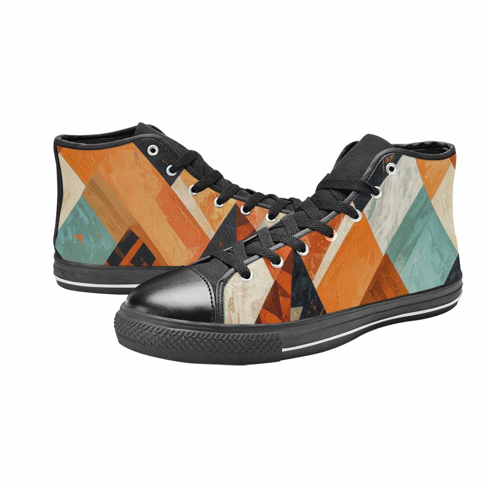 MEN'S Southwestern Geometric Diamond High Top Canvas Cottagecore Custom Shoes