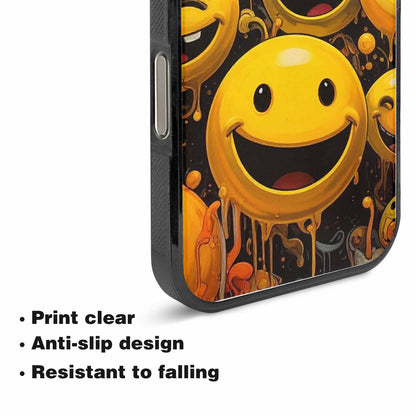 iPhone 15 Pro Max Case — Melting Moon Smiley Red Splatt, Unique Phone Case Design