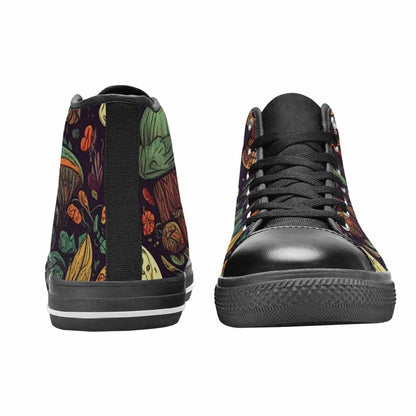 WOMEN'S Mushrooms And Skulls High Top Canvas Dark Academia Sneakers