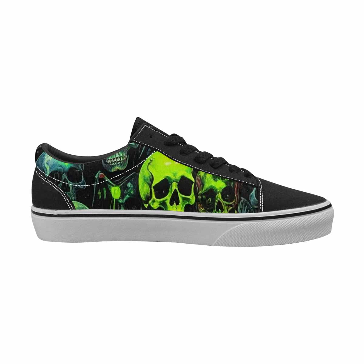 WOMEN'S Skeletons × Neon Green Lace-Up Canvas Dark Academia Custom Sneakers