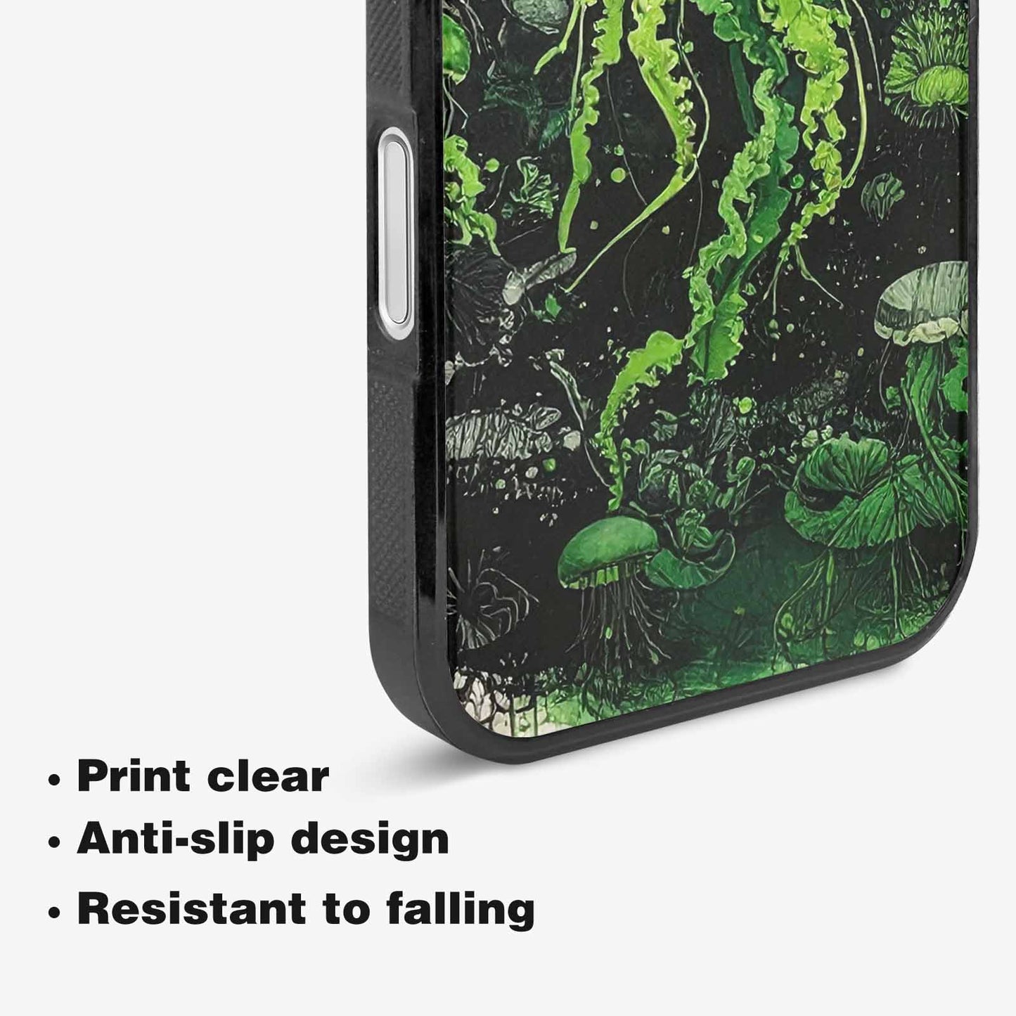 iPhone 16 Plus Case — Sea Creature Burst Black Green Ink, Custom Art Phone Cover