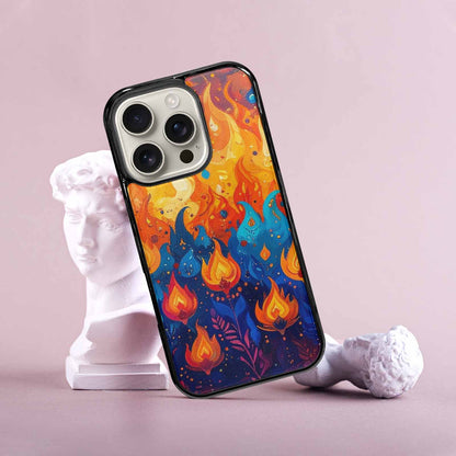 iPhone 16 Pro Case — Flame Burst Full Color Vibrant Flame, Custom Phone Case