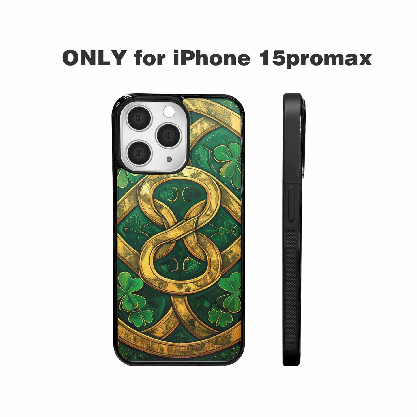 iPhone 15 Pro Max Case — Irish Celtic Knot Pattern Shamrocks Seamless, Custom Made Phone Cover
