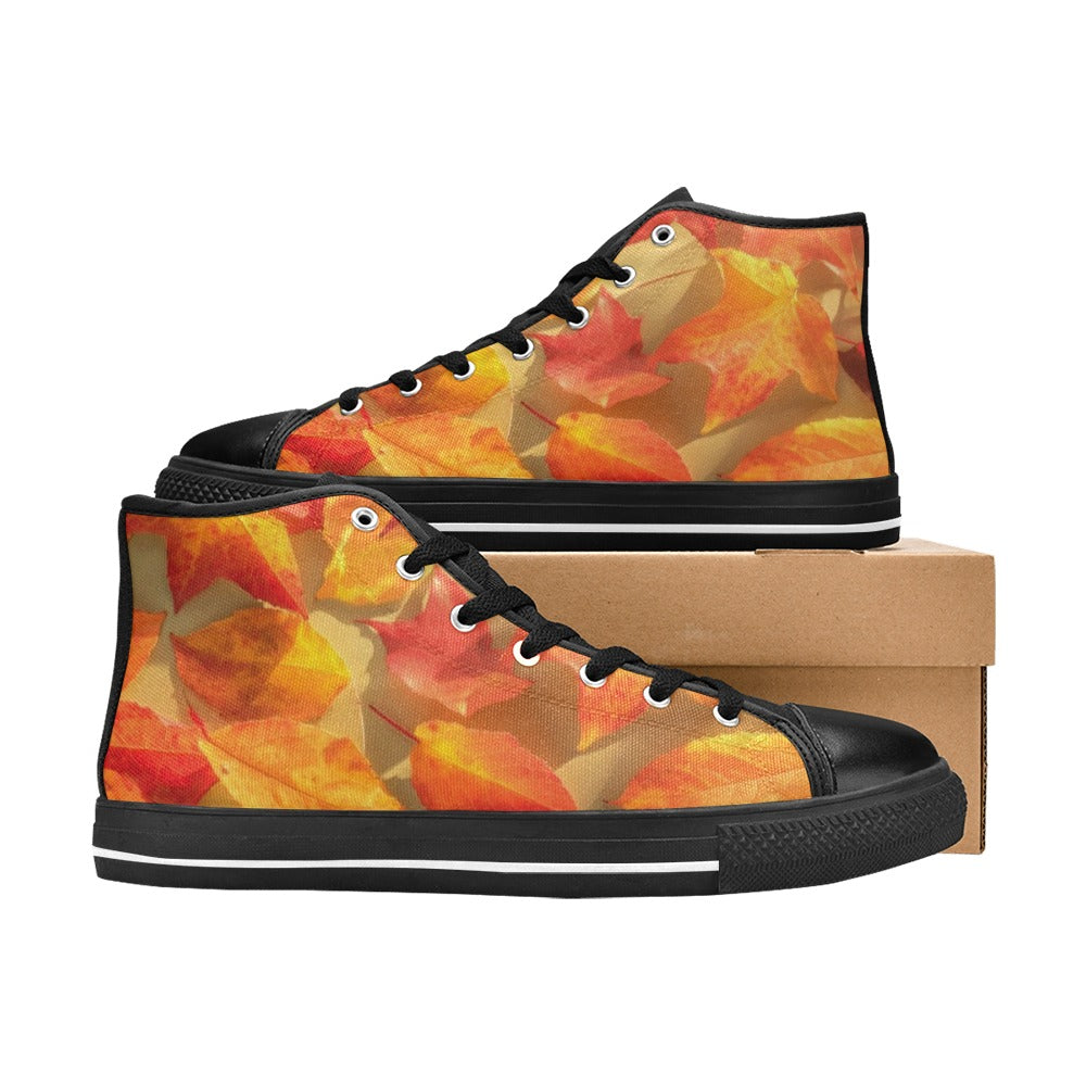 WOMEN'S Autumn Leaves 537832 High Top Canvas Cottagecore Custom Sneakers