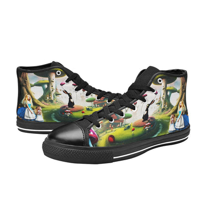WOMEN'S Freaky World Wonderland Distorted High Top Canvas Neon Fantasy Sneakers