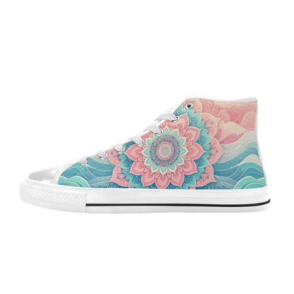 KIDS' Pastel Wave Mandala High Top Canvas Y2K Shoes