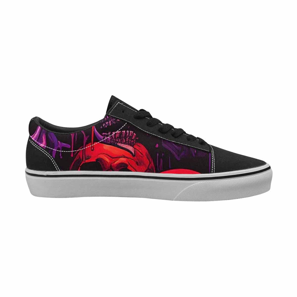 WOMEN'S Red + Purple Skeletons Lace-Up Canvas Melting Art Custom Sneakers