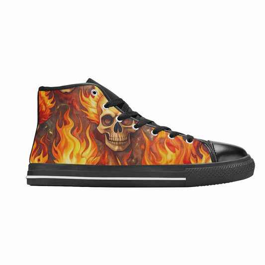 WOMEN'S Skulls - Flaming High Top Canvas Vivid Shoes