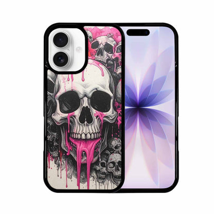 iPhone 17 Case — Black &amp; Pink Ink Gothic Skulls, Custom Made Phone Cover