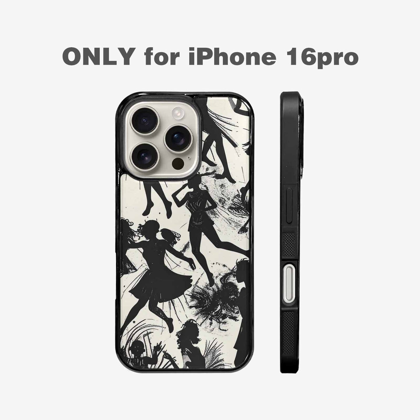 iPhone 16 Pro Case — Bold Dancing Figure Line Art Pattern, Personalized Phone Case