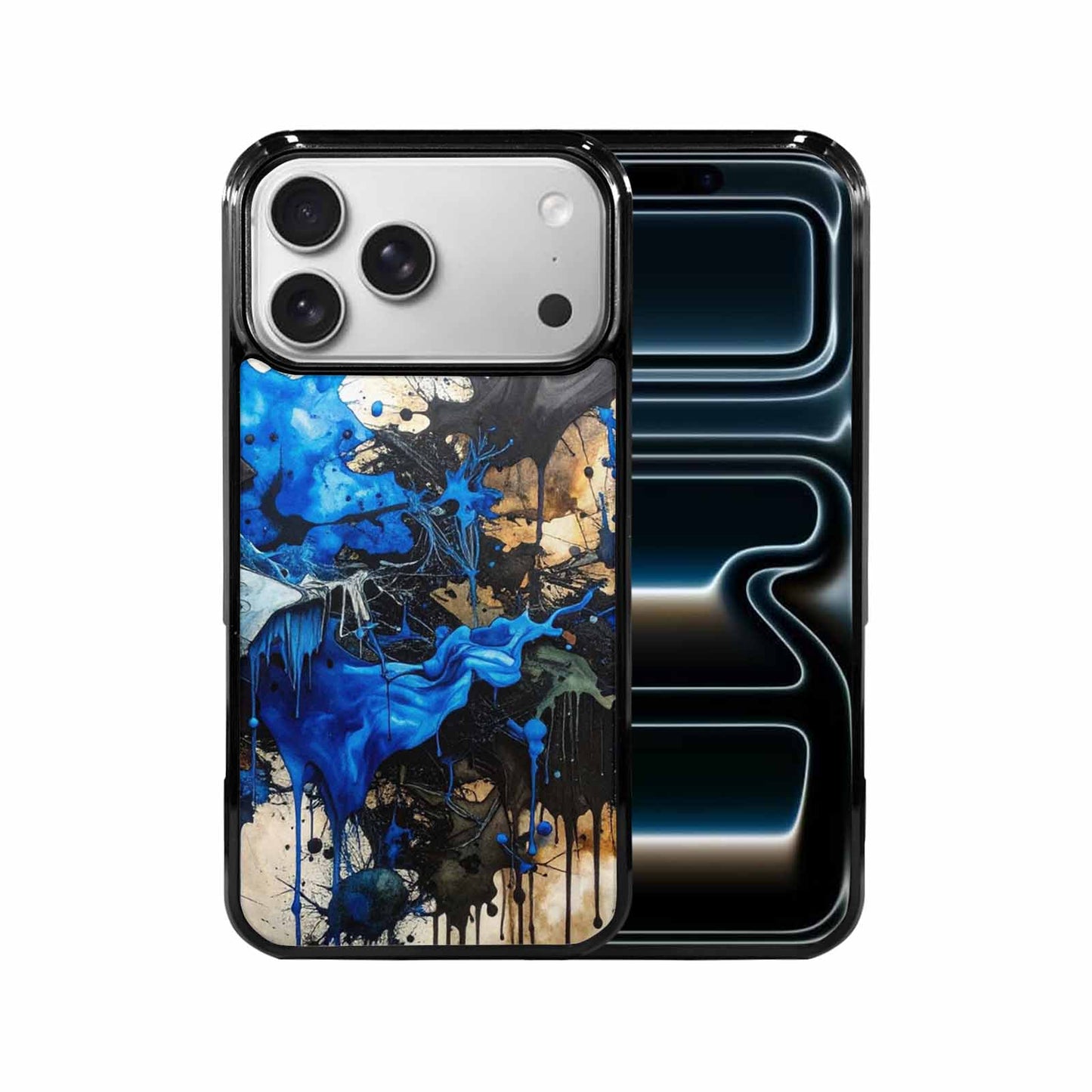 iPhone 17 Pro Max Case — Black &amp; Blue Ink Camo, Custom Print Case Cover
