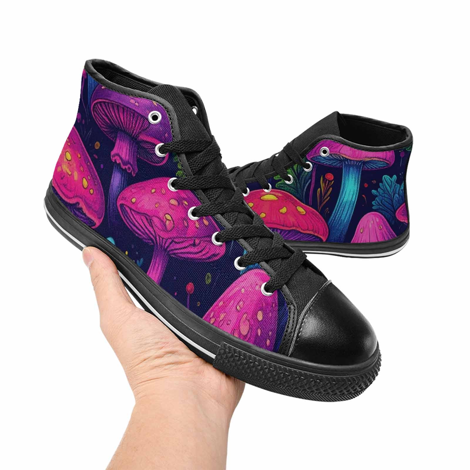 WOMEN'S Psychedelic Mushroom High Top Canvas Vivid Sneakers