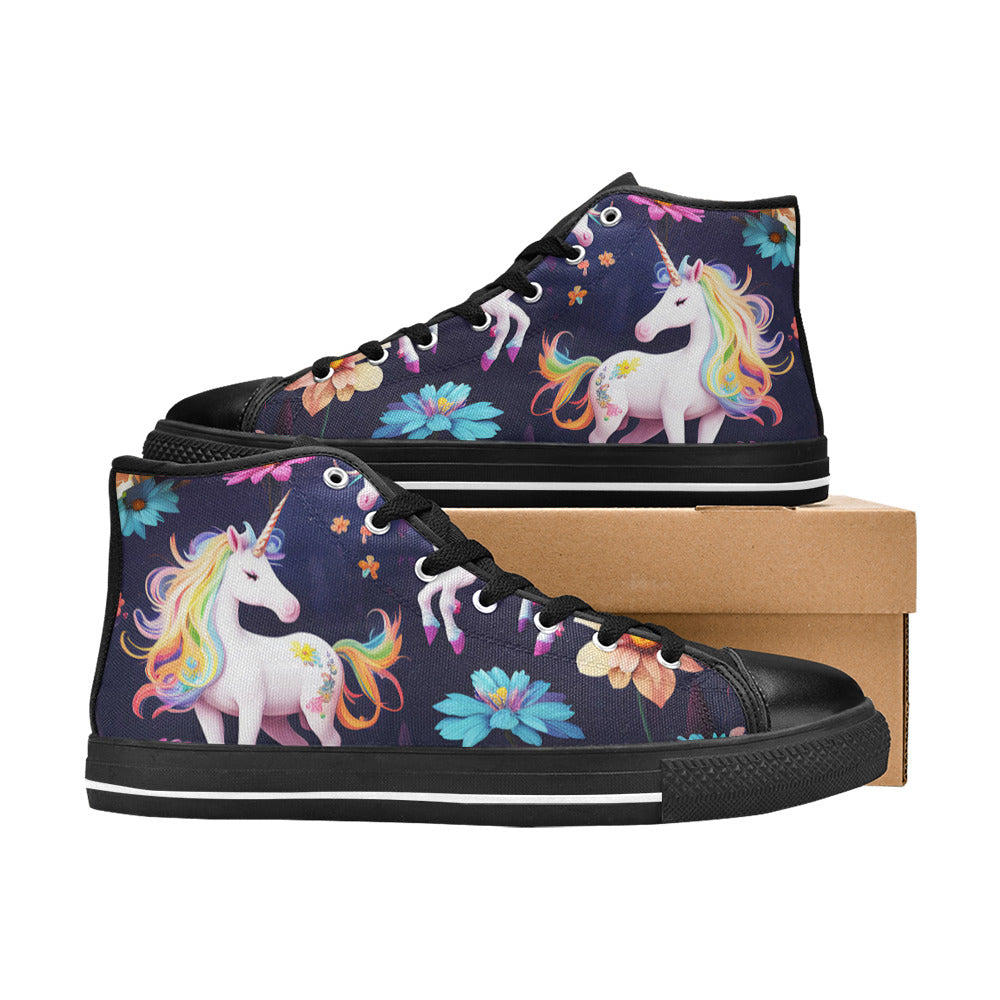MEN'S Unicorns Please 2 Men’S High Top Canvas Vibrant Chaos Shoes