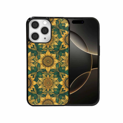 iPhone 15 Pro Max Case — Sunflower Mandala Kaleidoscope Custom, Customized Protective Case