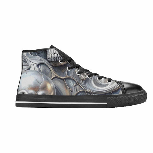 MEN'S Skulls Roses Chrome Airbrush High Top Canvas Vibrant Chaos Shoes