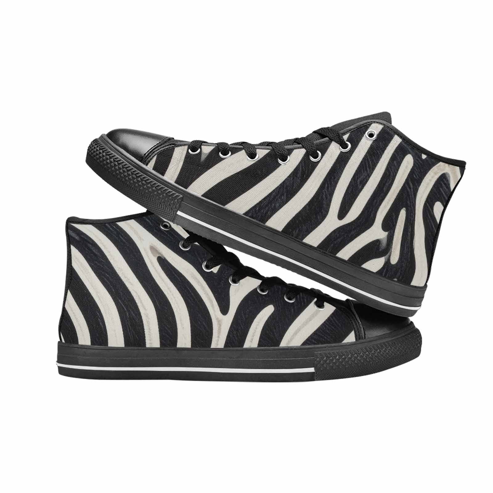 WOMEN'S Modern Zebra Stripe Solid High Top Canvas Aesthetic Custom Sneakers