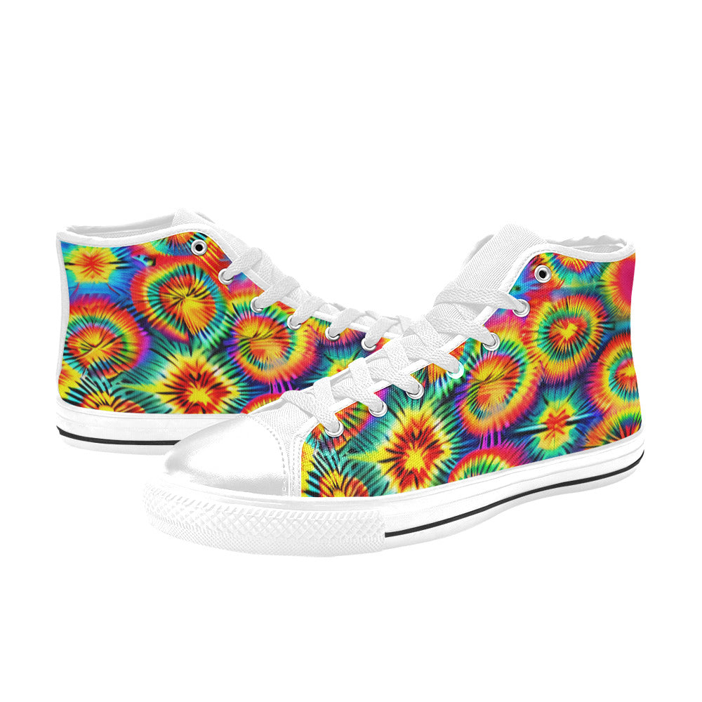 WOMEN'S Rainbow Tie Dye High Top Canvas Y2K Sneakers