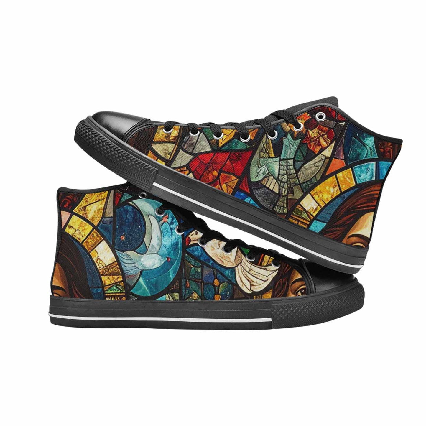 WOMEN'S Jesus Face Small High Top Canvas Vivid Custom Shoes