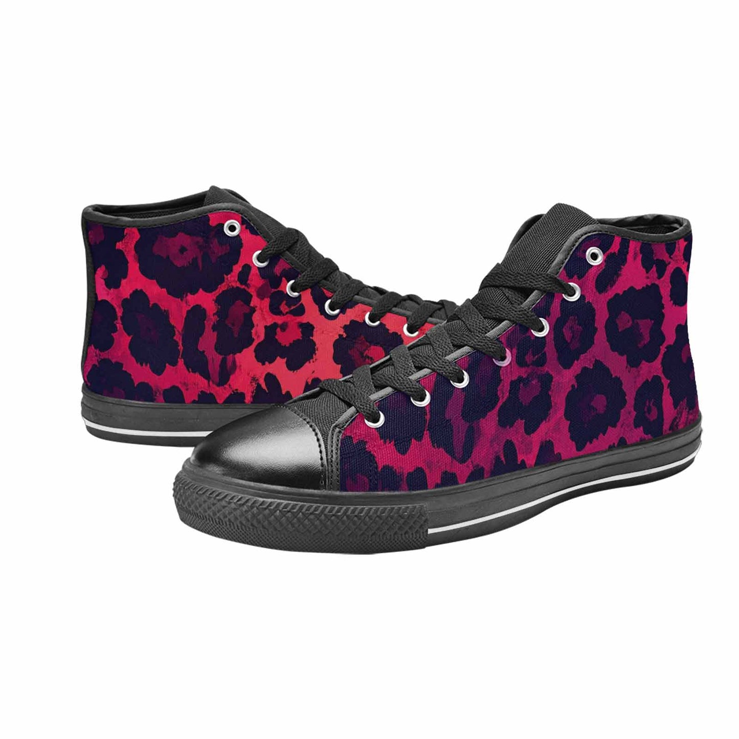 MEN'S Leopard Print Dark High Top Canvas Neon Fantasy Sneakers