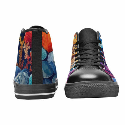 MEN'S Fish Scale Coral High Top Canvas Surreal Custom Sneakers