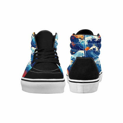 WOMEN'S Ocean Wave High Top Canvas Dark Academia Sneakers