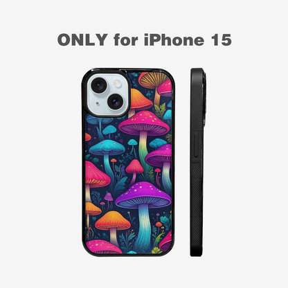 iPhone 15 Case — Mushroom Psychedelic Art Seamless Pattern Vibrant, Personalized Phone Case