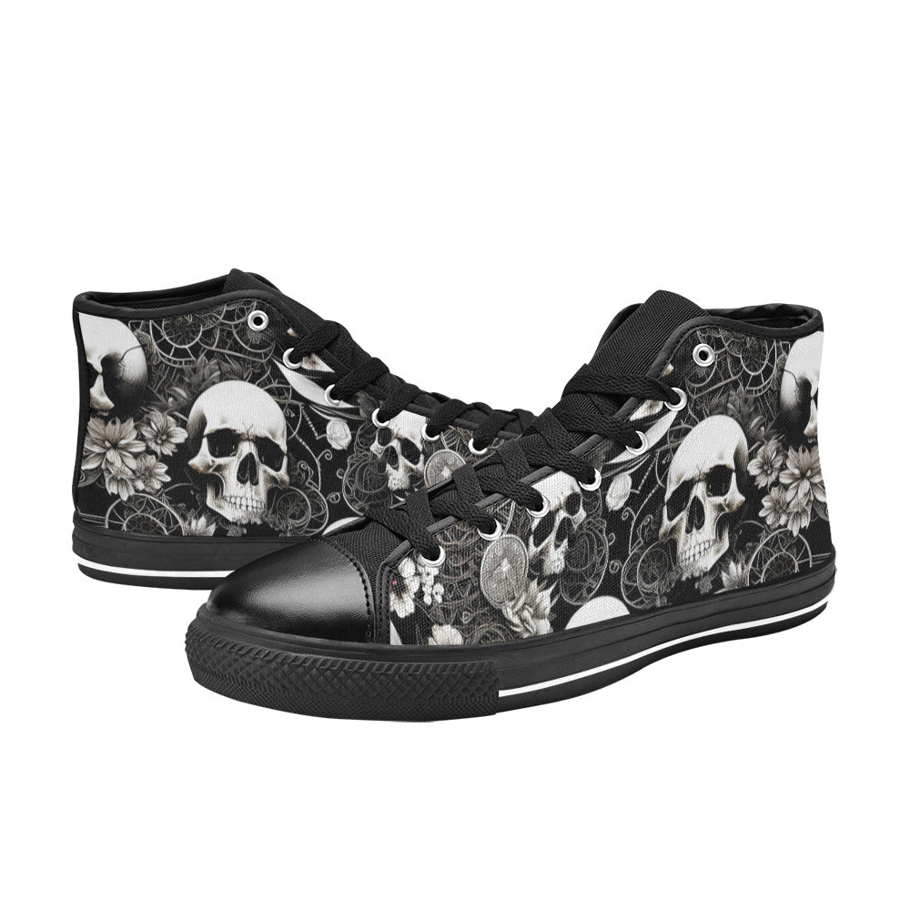 WOMEN'S Skulls Love High Top Canvas Dark Academia Sneakers