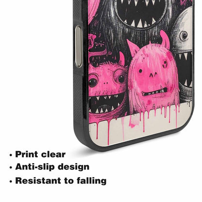iPhone 15 Pro Max Case — Monsters General Black Pink Ink Cartoon, Unique Phone Case Design