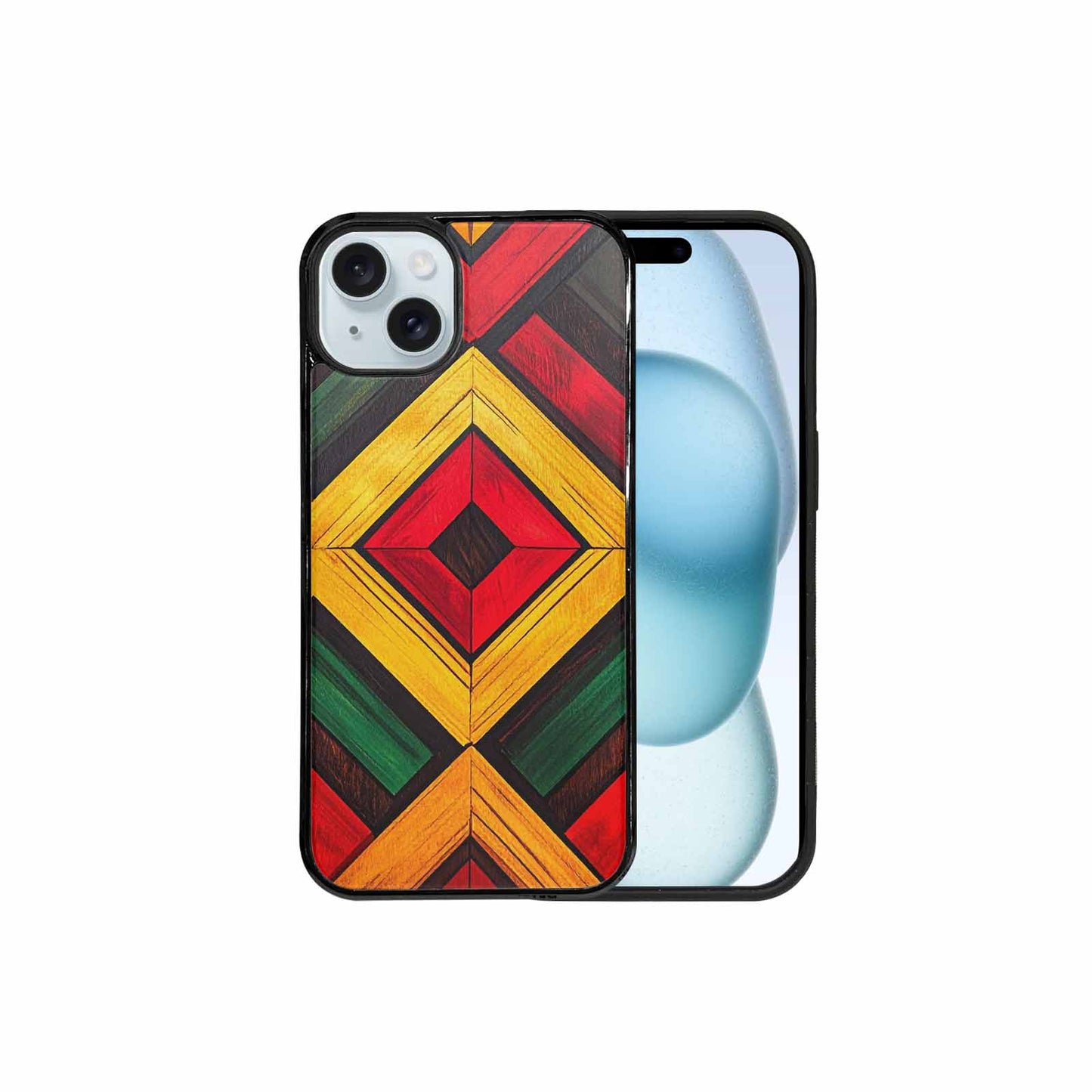 iPhone 15 Plus Case — African Kente Cloth Inspired Pattern Geometric, Customized Protective Case