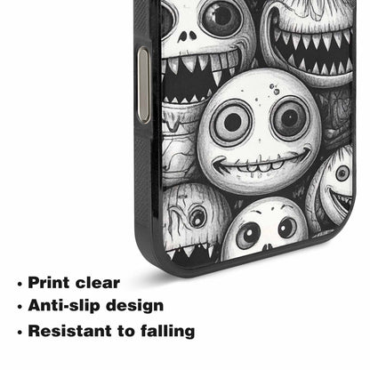 iPhone 16 Pro Max Case — Black And White Monster Face Collage, Unique Phone Case Design