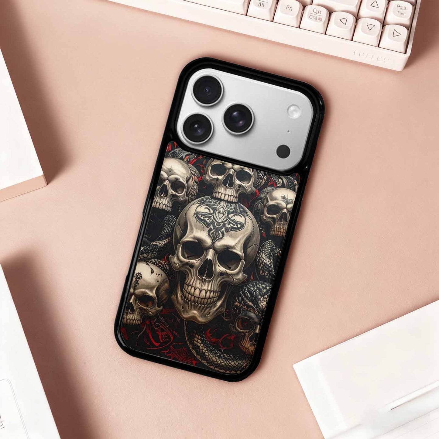 iPhone 17 Pro Case — Skull Dark Art Gothic Print Gothic, Custom Printed Phone Case