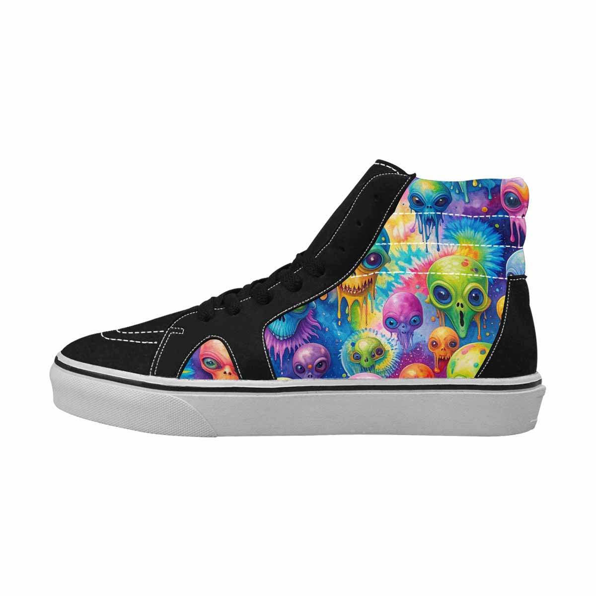MEN'S Aliens  Tie Dye High Top Canvas Wallpaper Art Custom Sneakers