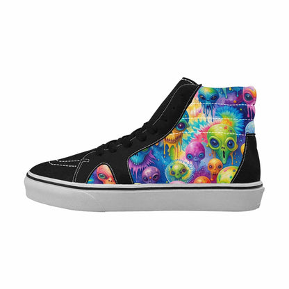 MEN'S Aliens  Tie Dye High Top Canvas Wallpaper Art Custom Sneakers