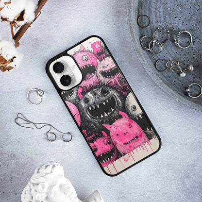 iPhone 16 Plus Case — Monsters General Black Pink Ink Cartoon, Personalized Phone Case