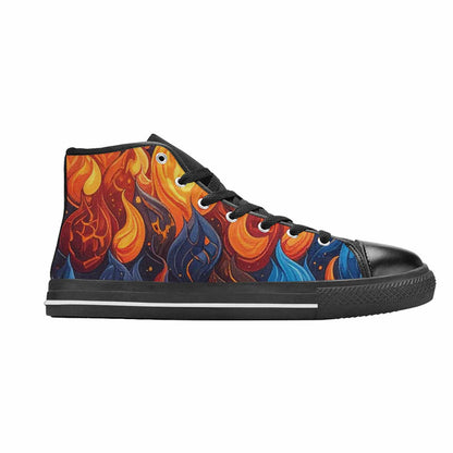 WOMEN'S Fire Flame High Top Canvas Dark Academia Sneakers