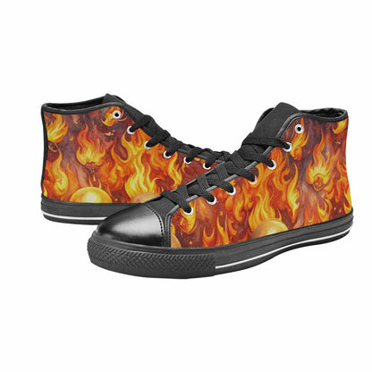 WOMEN'S Skulls - Flaming High Top Canvas Cottagecore Shoes