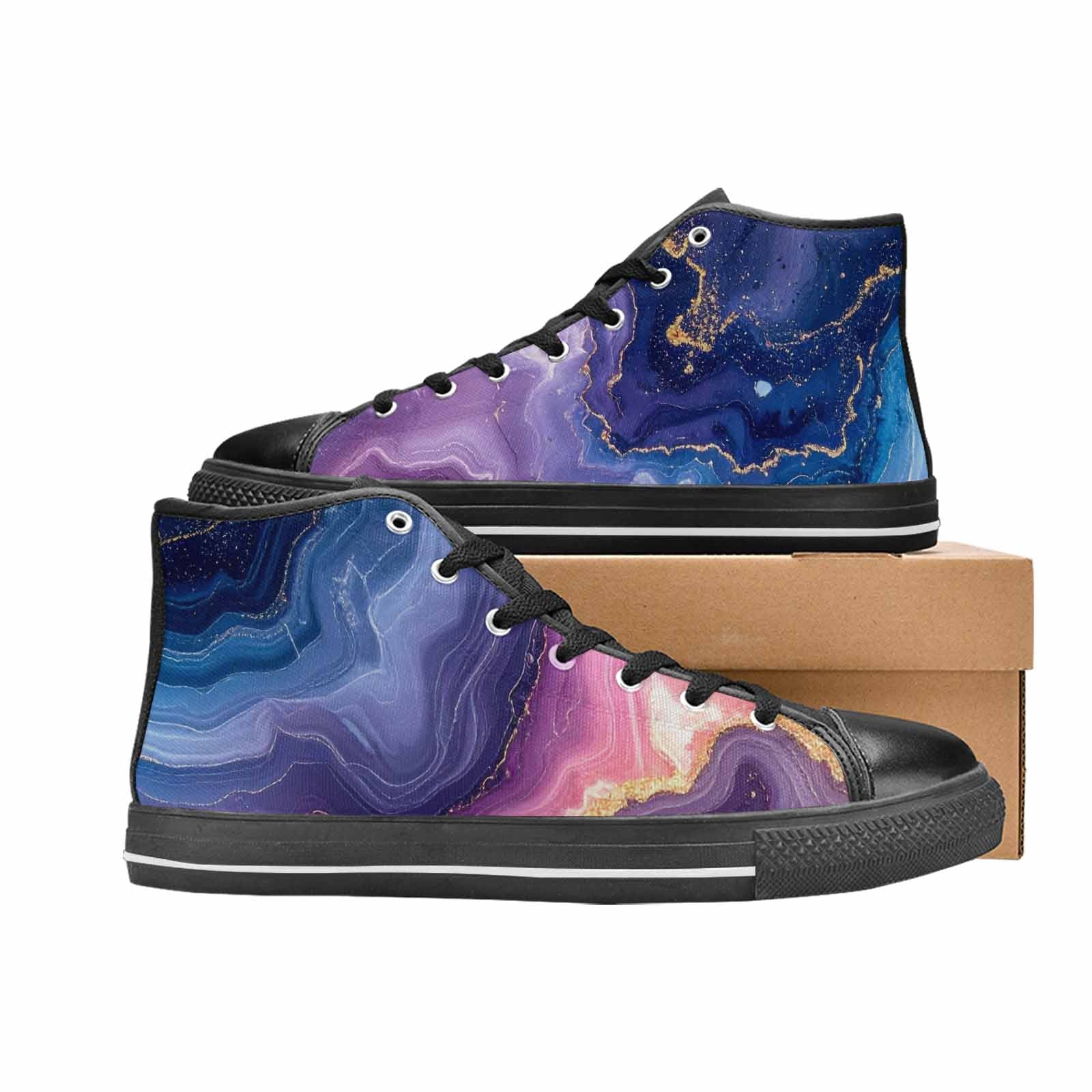 MEN'S Marble Galaxy High Top Canvas Vibrant Chaos Shoes