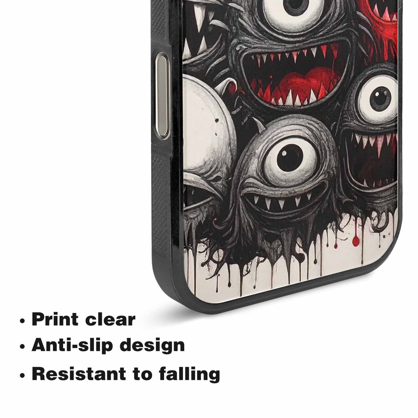 iPhone 15 Pro Max Case — Multi Eye Monster Black Red Ink, Personalized Phone Case